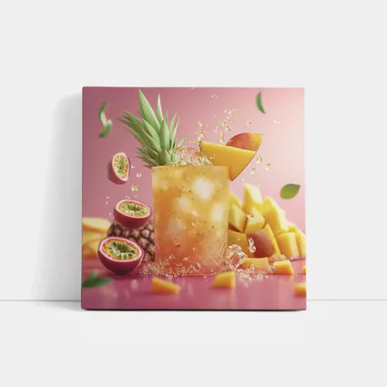 Tropical Mango Passion Fruit Cocktail Pink Background