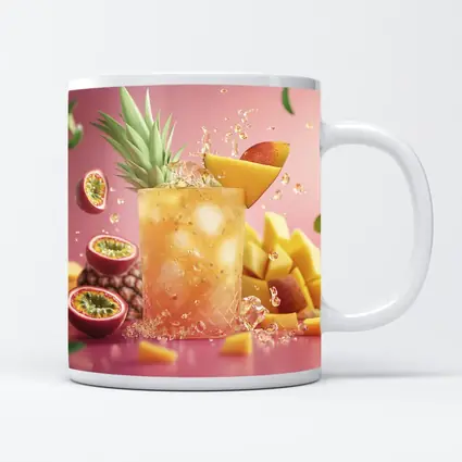 Tropical Mango Passion Fruit Cocktail Pink Background