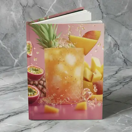 Tropical Mango Passion Fruit Cocktail Pink Background