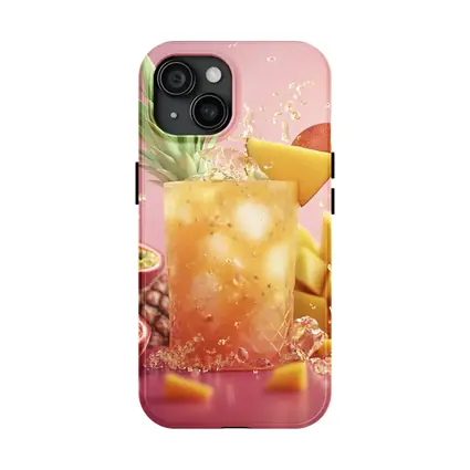 Tropical Mango Passion Fruit Cocktail Pink Background