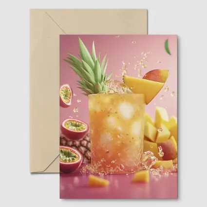 Tropical Mango Passion Fruit Cocktail Pink Background