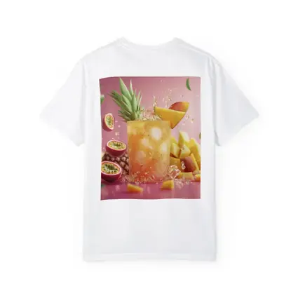 Tropical Mango Passion Fruit Cocktail Pink Background