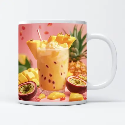 Tropical Mango Passion Fruit Drink Pink Background