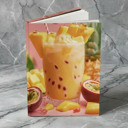 Tropical Mango Passion Fruit Drink Pink Background