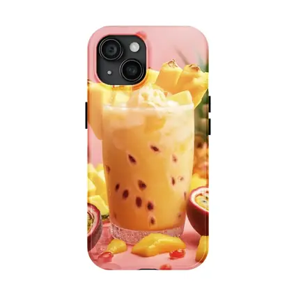 Tropical Mango Passion Fruit Drink Pink Background