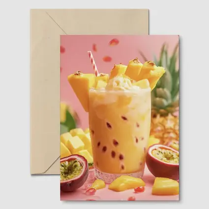 Tropical Mango Passion Fruit Drink Pink Background