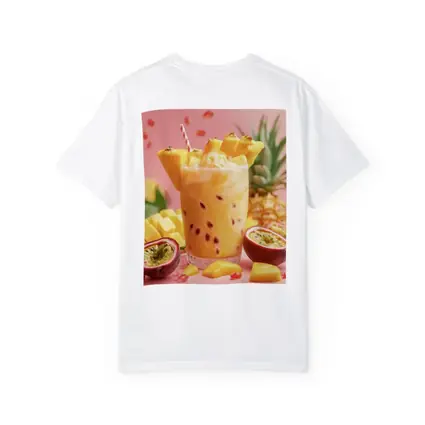 Tropical Mango Passion Fruit Drink Pink Background