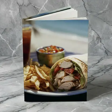 Chicken Wrap Fries Salsa Beach Setting