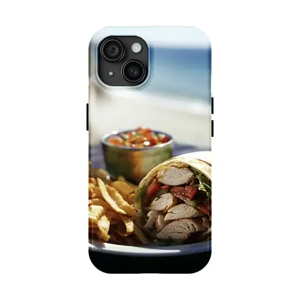 Chicken Wrap Fries Salsa Beach Setting