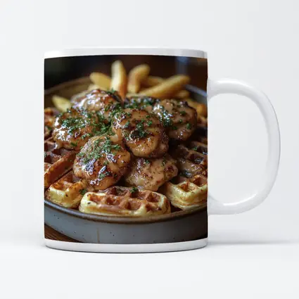 Glazed Chicken Bites Waffles Fries Bowl