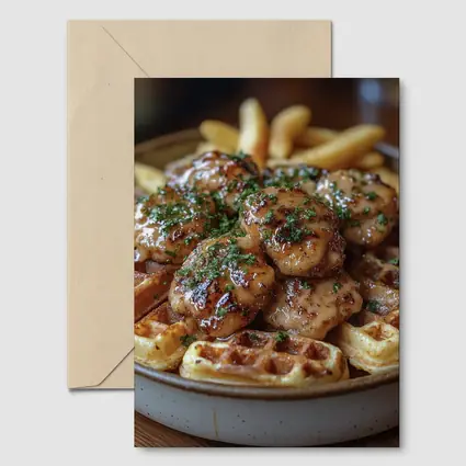Glazed Chicken Bites Waffles Fries Bowl