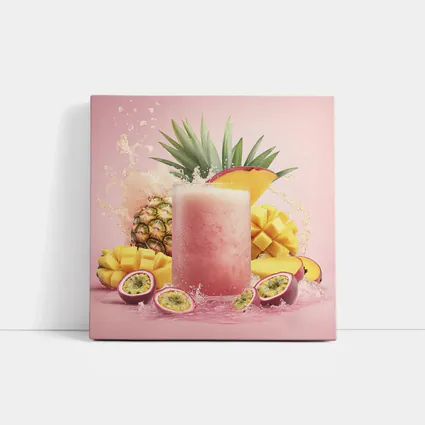 Tropical Mango Pineapple Smoothie Pink Background