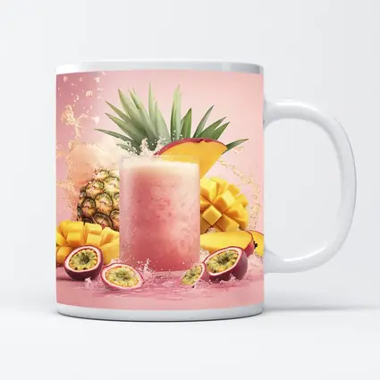 Tropical Mango Pineapple Smoothie Pink Background