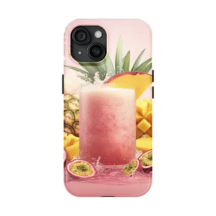 Tropical Mango Pineapple Smoothie Pink Background