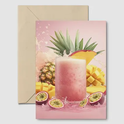 Tropical Mango Pineapple Smoothie Pink Background