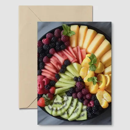 Colorful Fresh Fruit Platter Overhead View