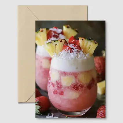 Strawberry Pineapple Coconut Tropical Layered Drinks