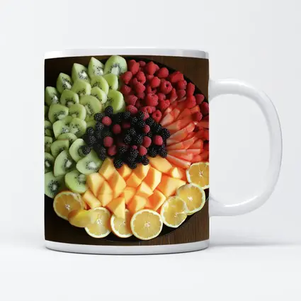 Fresh Fruit Platter Overhead View Dark Plate