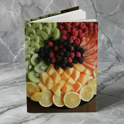 Fresh Fruit Platter Overhead View Dark Plate