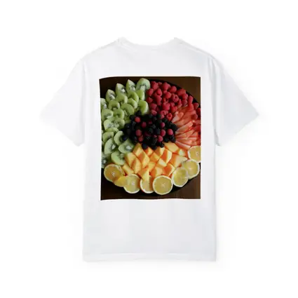 Fresh Fruit Platter Overhead View Dark Plate