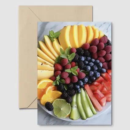 Fresh Fruit Platter Arranged on Marble