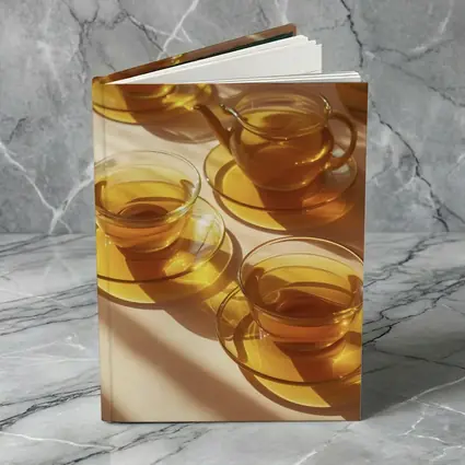 Glass Tea Cups Set Warm Golden Light