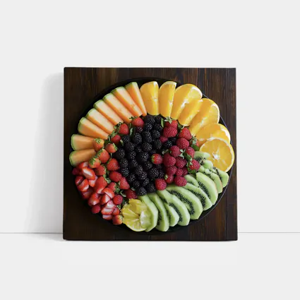 Fresh Fruit Platter on Dark Wood