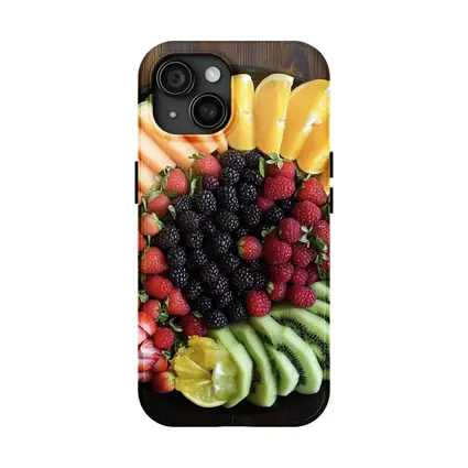 Fresh Fruit Platter on Dark Wood