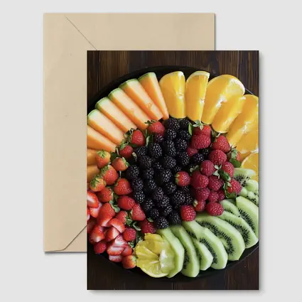 Fresh Fruit Platter on Dark Wood