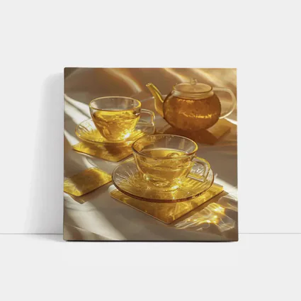 Golden Glass Tea Set Warm Sunlight