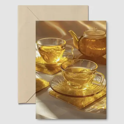 Golden Glass Tea Set Warm Sunlight