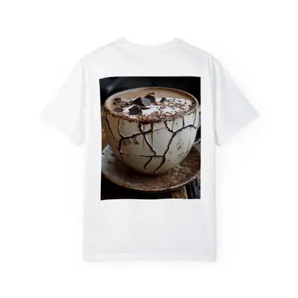 Cracked Chocolate Cup Rustic Wooden Table