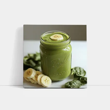 Green Spinach Banana Smoothie Mason Jar