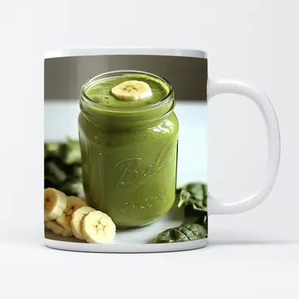 Green Spinach Banana Smoothie Mason Jar