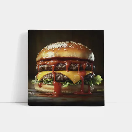 Double Cheeseburger With Ketchup Dark Background