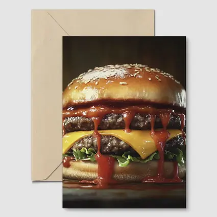 Double Cheeseburger With Ketchup Dark Background