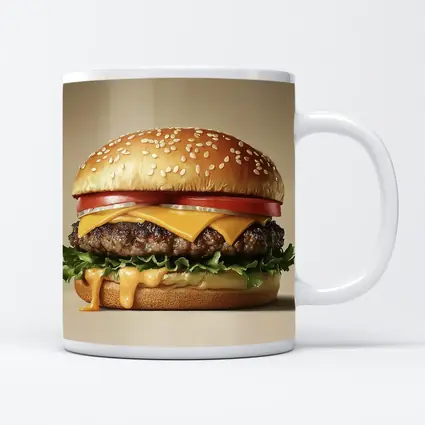 Classic Cheeseburger With Lettuce Tomato Beige Background