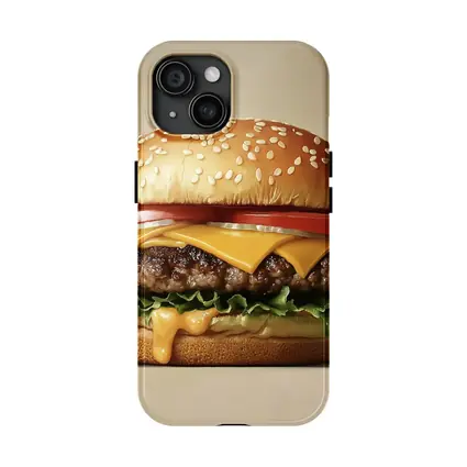 Classic Cheeseburger With Lettuce Tomato Beige Background