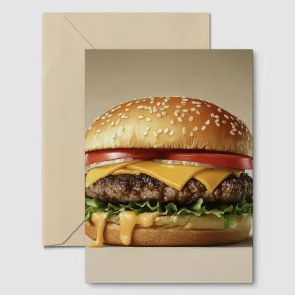 Classic Cheeseburger With Lettuce Tomato Beige Background