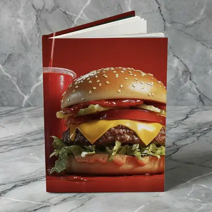 Classic Cheeseburger And Soda Red Background