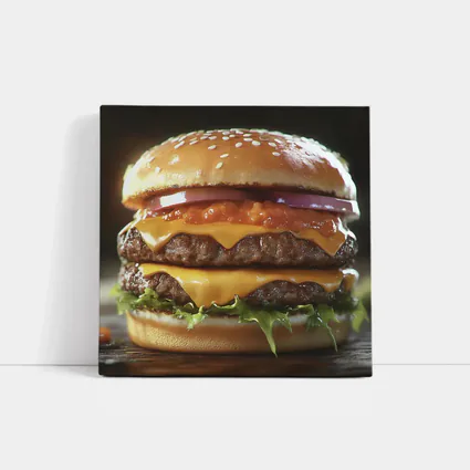 Double Cheeseburger With Lettuce Dark Background