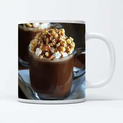 Hot Chocolate Caramel Popcorn Whipped Cream Mug