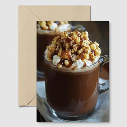 Hot Chocolate Caramel Popcorn Whipped Cream Mug