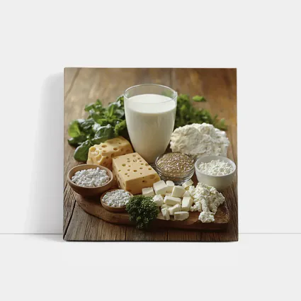 Dairy Products Spread on Rustic Wood