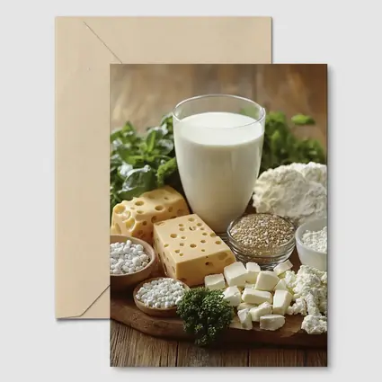 Dairy Products Spread on Rustic Wood