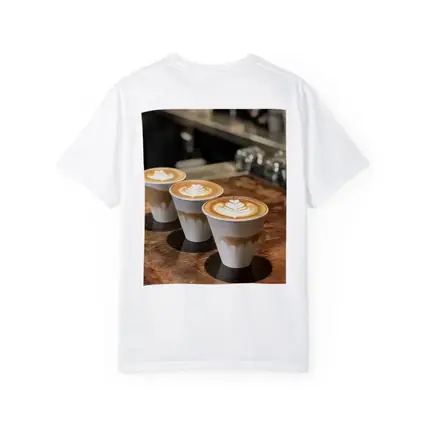 Latte Art Coffee Cups on Wooden Counter