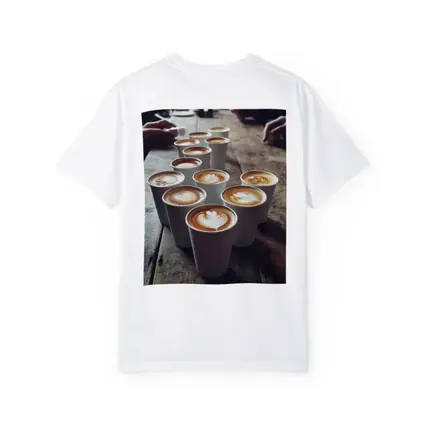 Latte Art Coffee Cups on Wooden Table