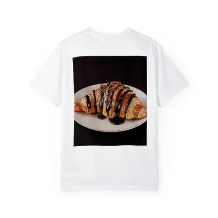 Chocolate Drizzled Croissant On White Plate