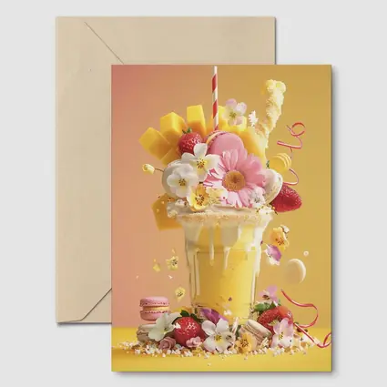 Mango Milkshake Flowers Macarons Strawberries Yellow