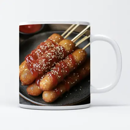 Korean Street Food Skewers Red Sauce Sesame